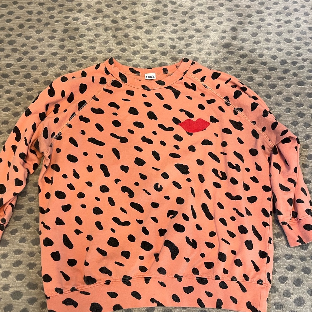 Clare V. Pink and Black Leopard Print Sweatshirt